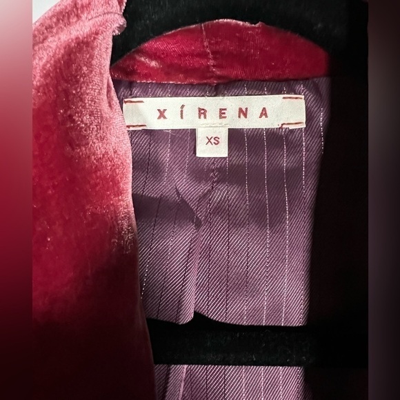 XIRENA maroon pink deconstructed velvet open short blazer lined sz XS whimsigoth - Picture 3 of 7